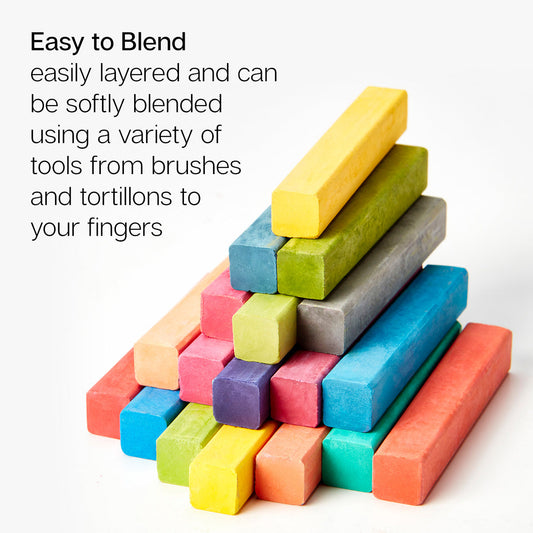 Square Chalk Pastels - 64 Colors