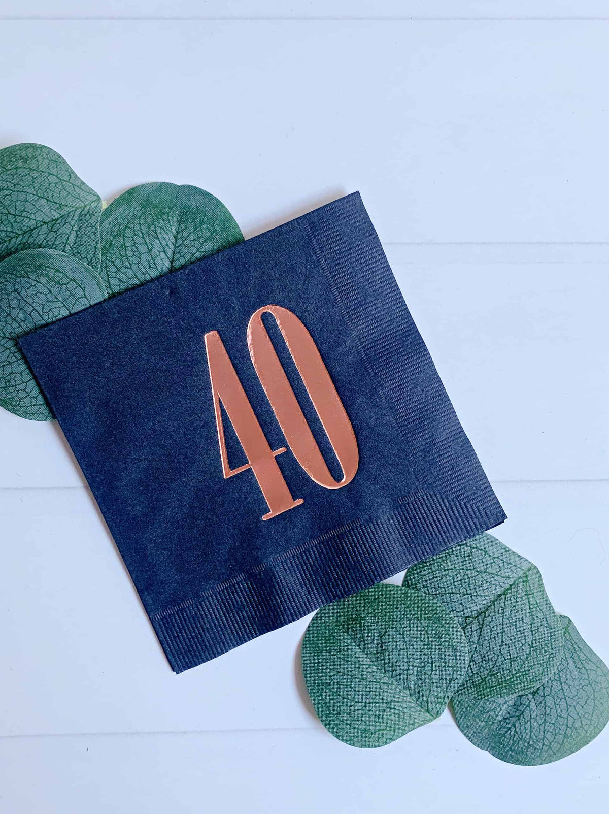 Chapter 40 Cocktail Napkins Black & Rose Gold Foil 40 & Fabulous 16pk