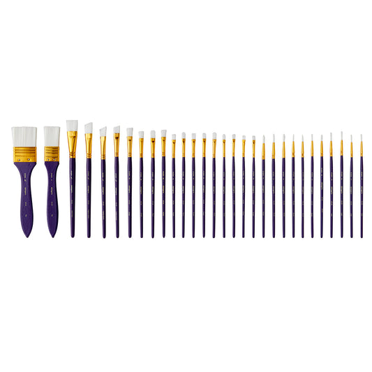 Studio Mixed Media White Nylon Brush Set - 30 pc