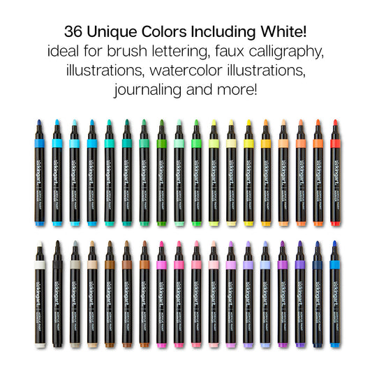 Acrylic Paint Markers Set – 36 Colors, 2mm Bullet Tip, Water-Based, Multi-Surface