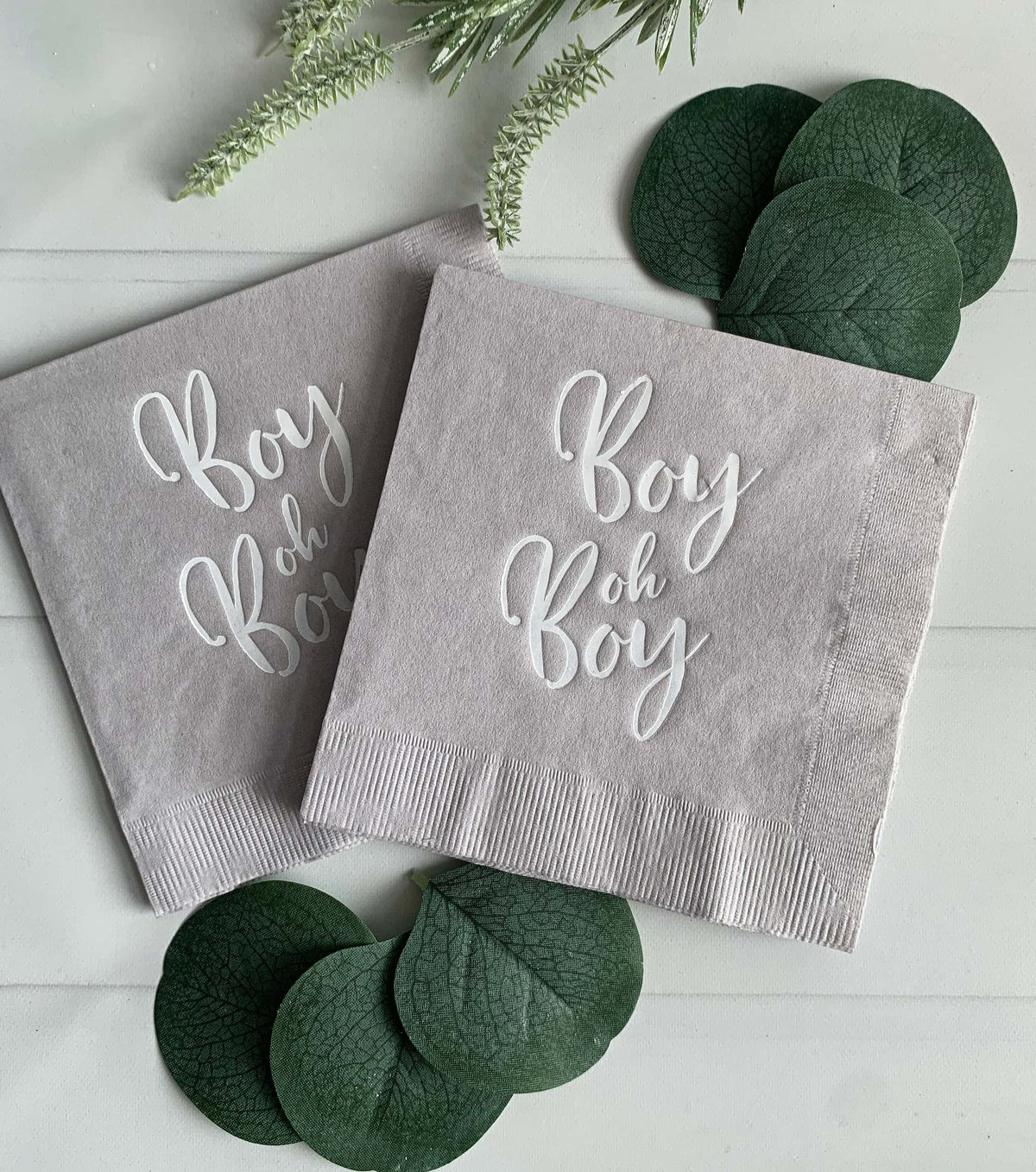 Boy Oh Boy Baby Shower Cocktail Napkins Grey & White Foil Nautical Twin Boys 16pk