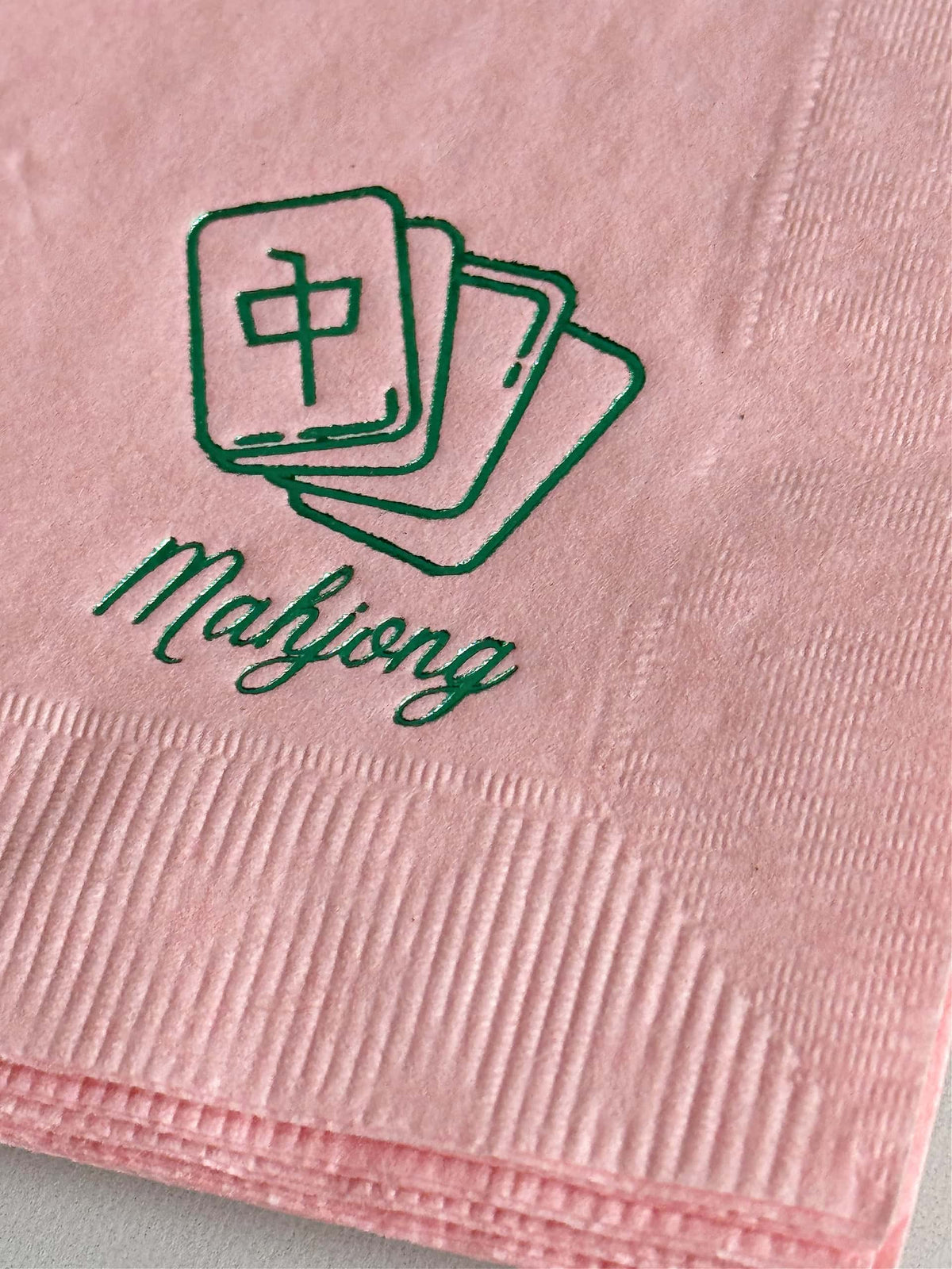 Pink & Green Mahjong Tile Cocktail Napkins