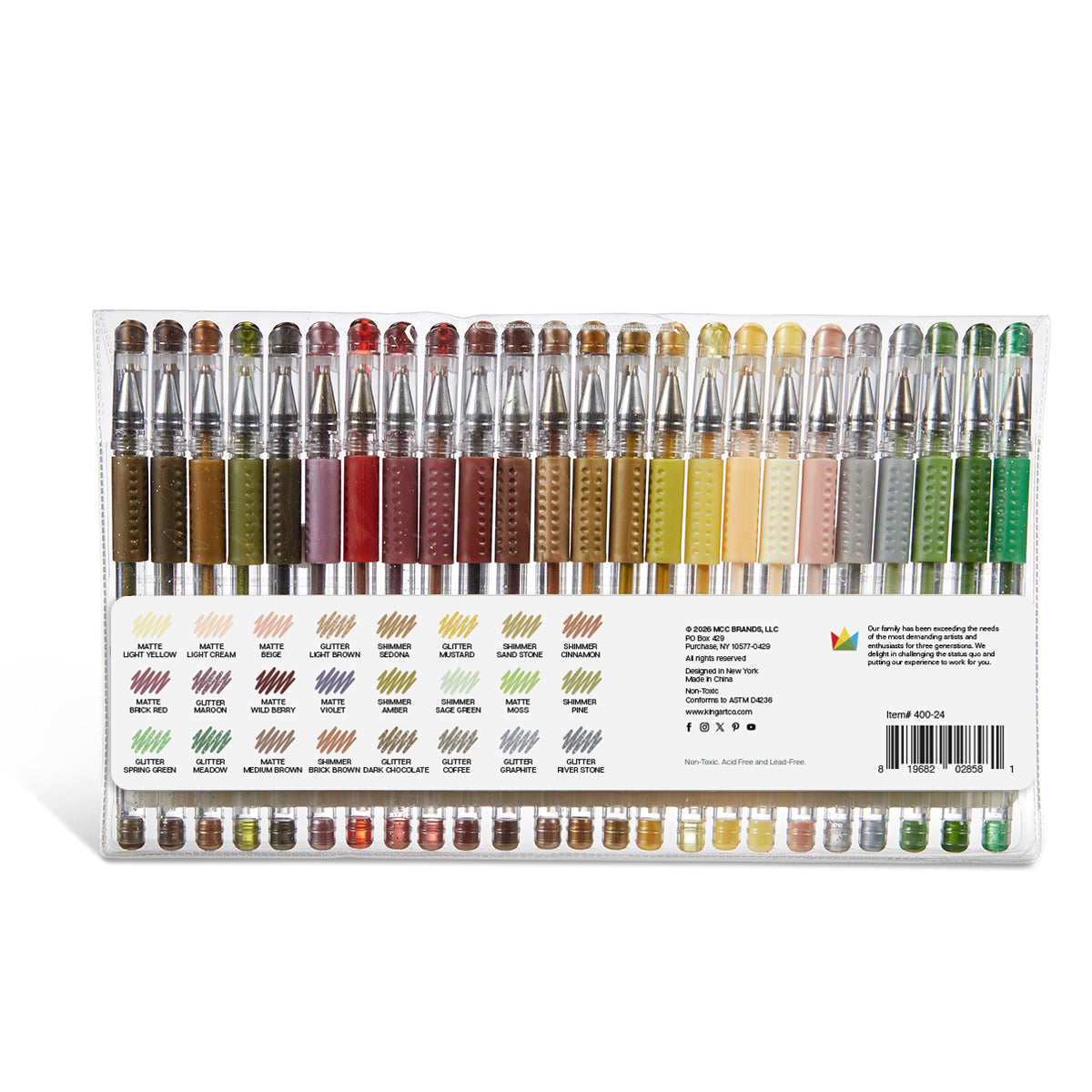 Gel Pens - Comfort Grip - Earth Tone - 24 Colors