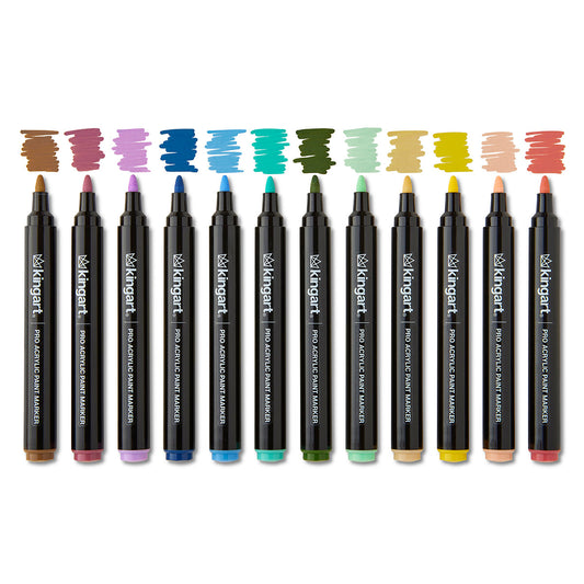 PRO Acrylic Paint Markers - 2mm Bullet Tip - 12 Vintage Colors
