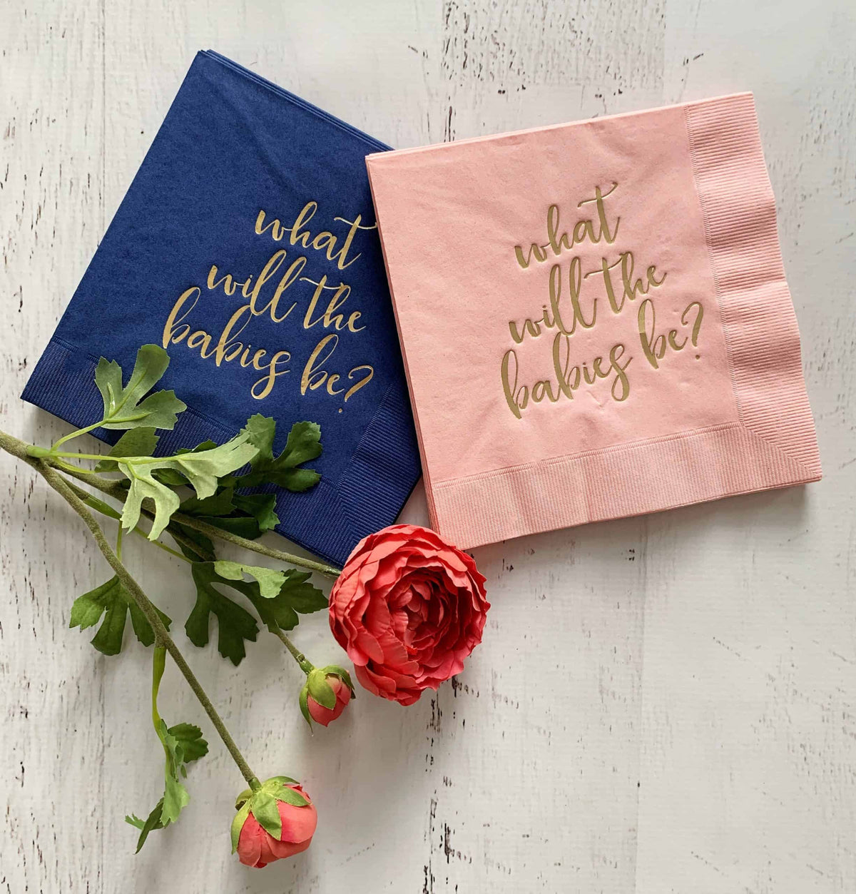 Gender Reveal What Will the Babies Be? Napkins - Twins!