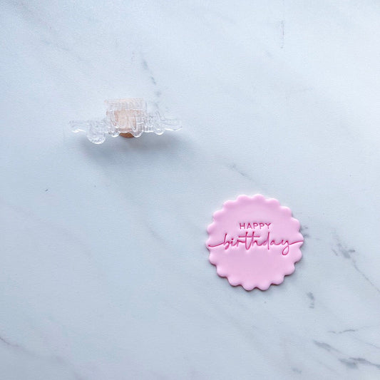 "HAPPY BIRTHDAY" TINY TEXT STAMP BY LITTLE BISKUT