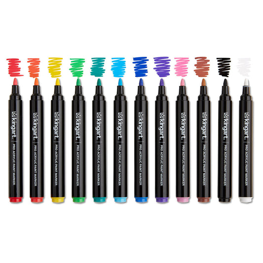 PRO Acrylic Paint Markers - 2mm Bullet Tip - 12 Classic Colors