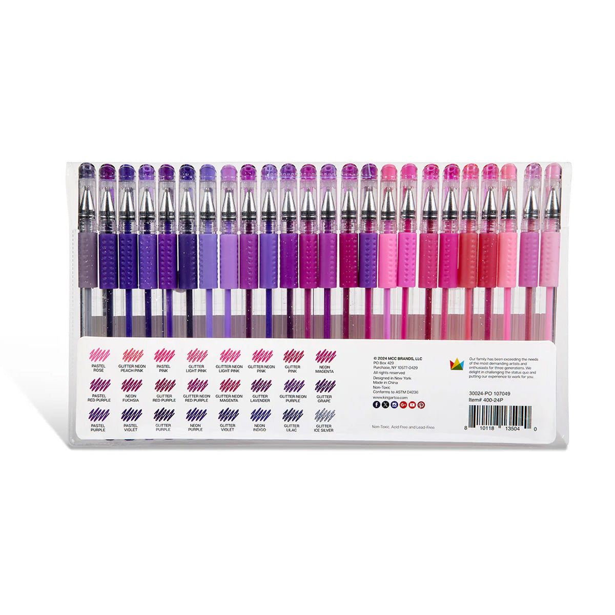Gel Pens - Comfort Grip - Pink & Purple Tone - 24 Colors