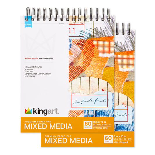 Mixed Media Sketchbook – Top Spiral - 8" x 10" - 2 Pack - 60 Sheets