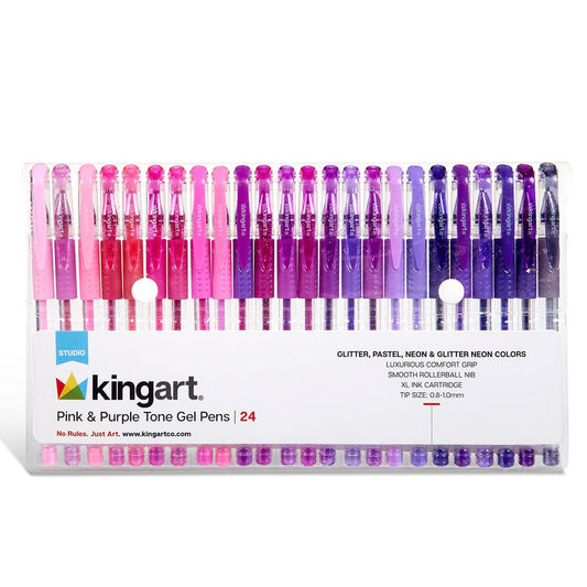 Gel Pens - Comfort Grip - Pink & Purple Tone - 24 Colors