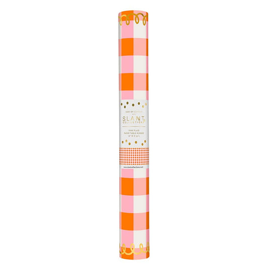 Foil Paper Table Runner - Pink Plaid