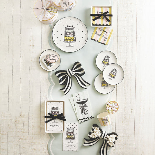 Ceramic Guest Napkin Tray + Napkins - Happy Birthday