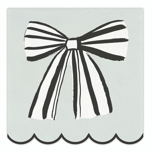 Scalloped Cocktail Napkins - Green Bow