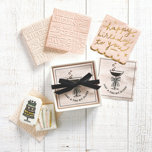 Scalloped Cocktail Napkins - Happy Birthday To You