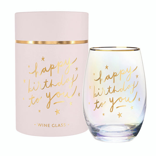 Gold Foil Stemless Wine Glass - Birthday Bow (Copy)