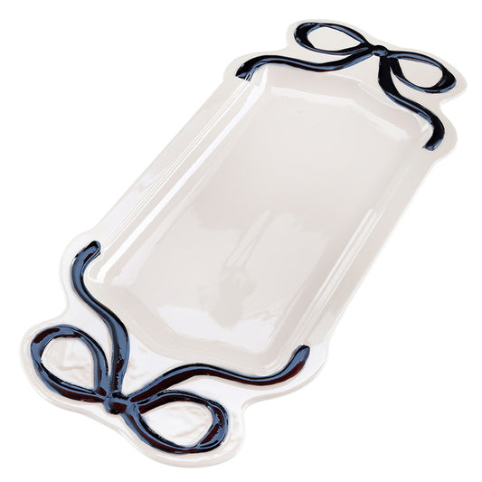 Ceramic Bow Platter - Black - Luster Finish