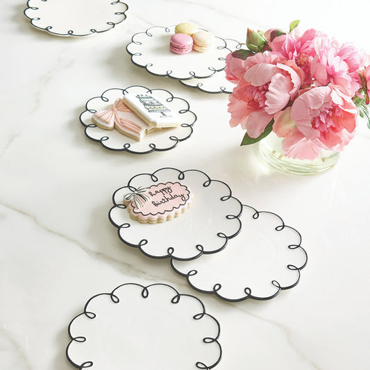 Scalloped Appetizer Plates - Black - Set of 4