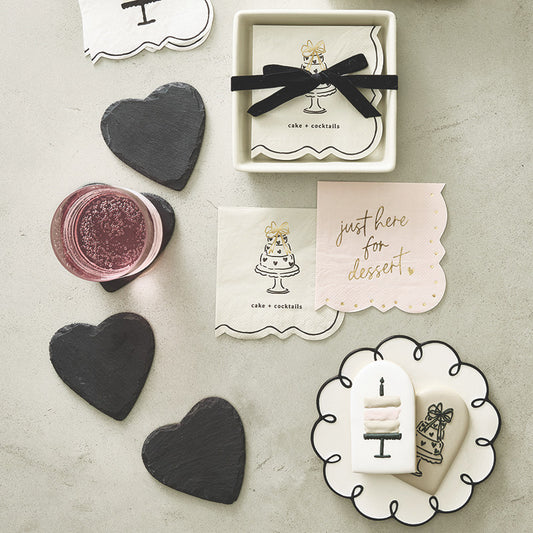 Ceramic Guest Napkin Tray + Napkins - Cake + Cocktails