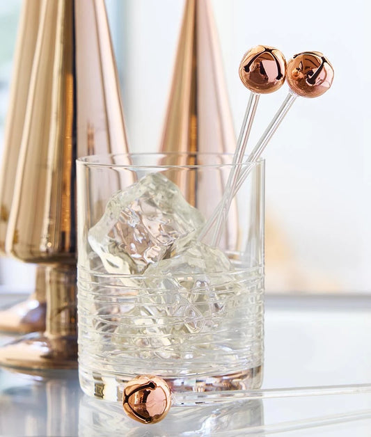 Jingle Bell Stir Sticks - Rose Gold - Set of 8