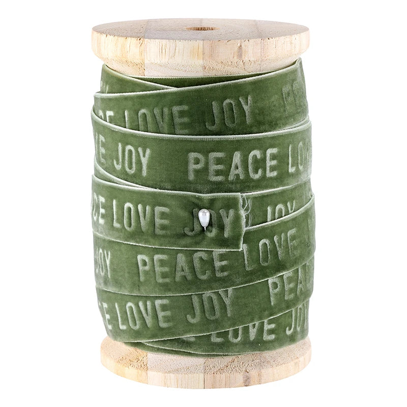 Face to Face Velvet Ribbon Spool - Peace Love Joy
