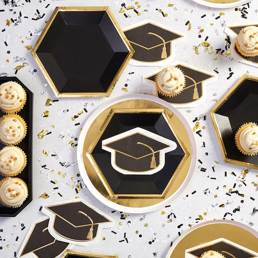 Paper Dinner Plate - Gold and White