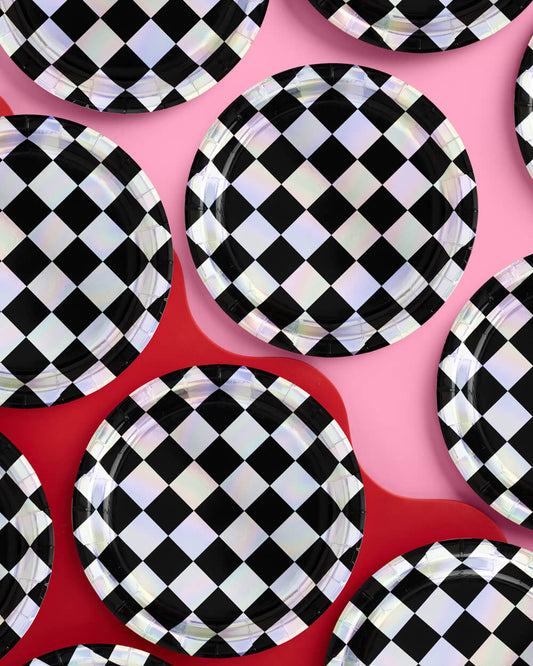 Checked Out Plates - 25 paper plates