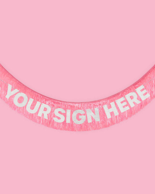 That's Hot Fringe - pink foil banner