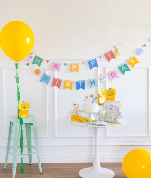 Animal Party Happy Birthday Banner