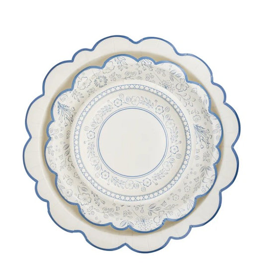 Pembroke Cream with Blue Edge 12" Paper Plate
