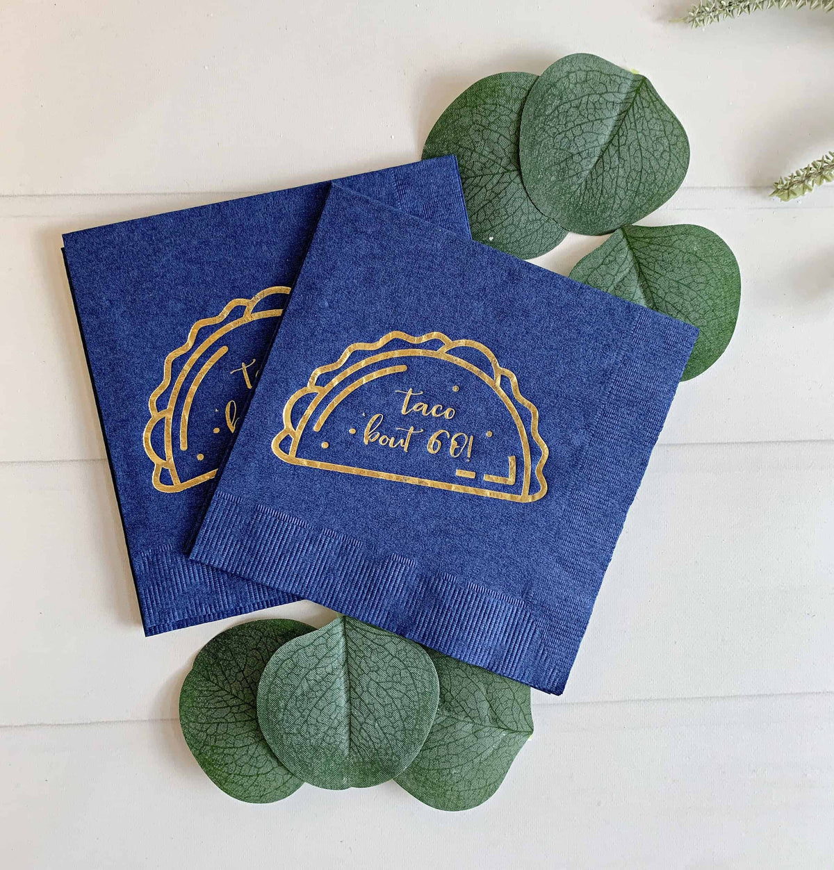 Taco 'bout 60 Napkins Navy Gold Foil - 60th Birthday Taco Party Cocktail Napkins Set of 16