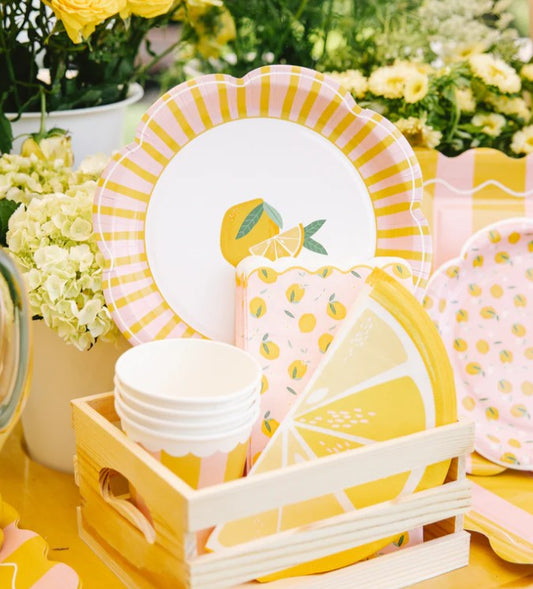 Yellow & Pink Striped Scallops Plate