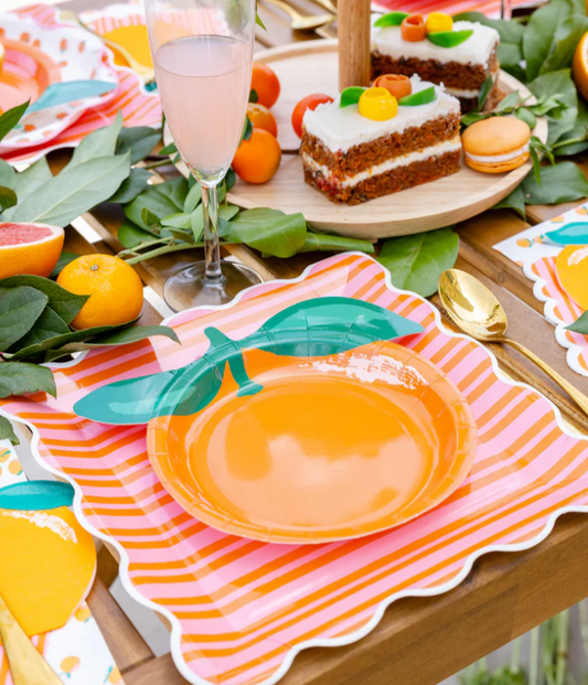 Orange & Pink Striped Plate