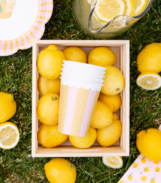Yellow & Pink Striped Party Cup