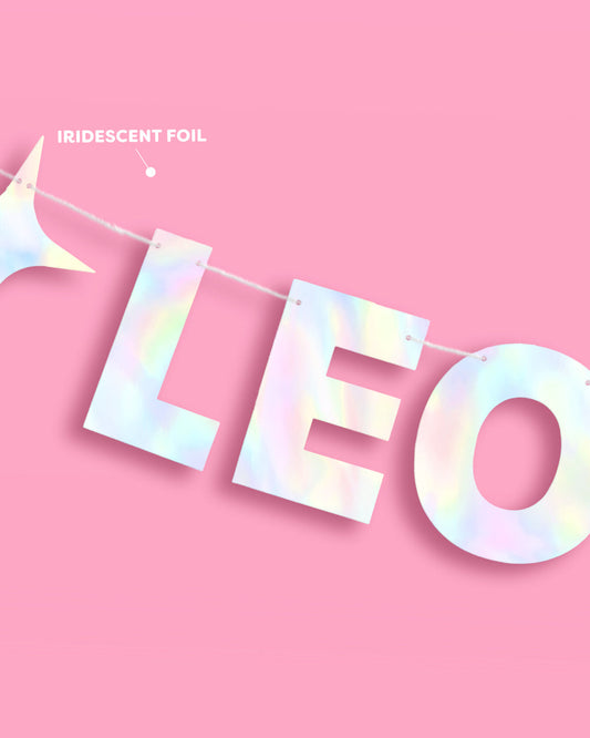Leo Baby Banner - iridescent foil banner