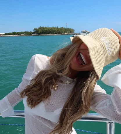 Straw Bride Bucket Hat - embroidered hat