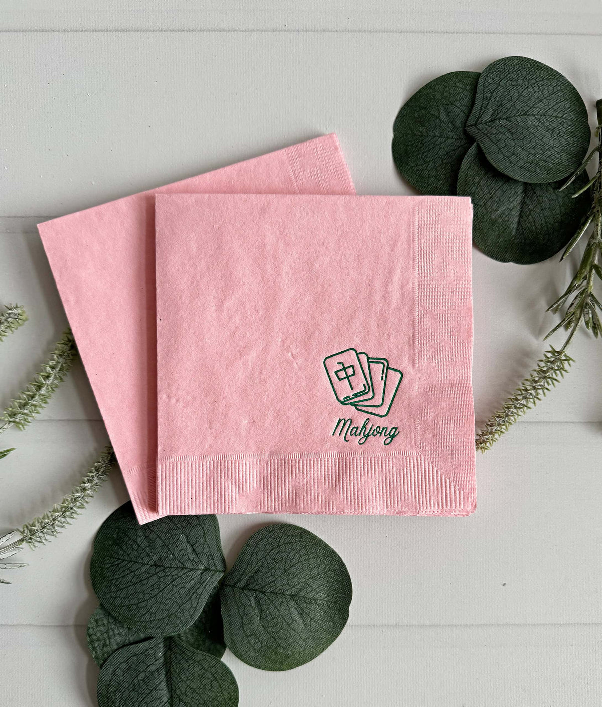 Pink & Green Mahjong Tile Cocktail Napkins