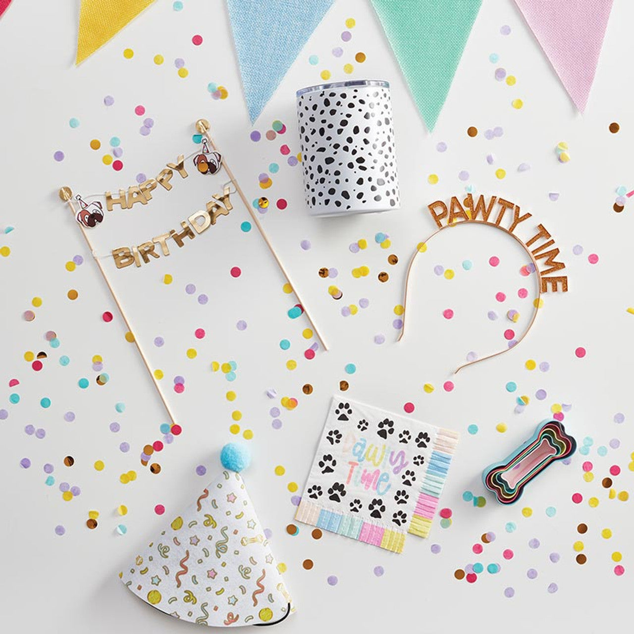 Garland Cake Topper - Happy Birthday Dog