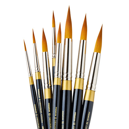 Original Gold® 9020 Ultra Round™ Golden Taklon Brush Set - 8 pc