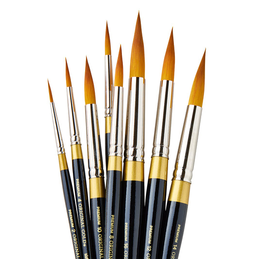 Original Gold® 9020 Ultra Round™ Golden Taklon Brush Set - 8 pc