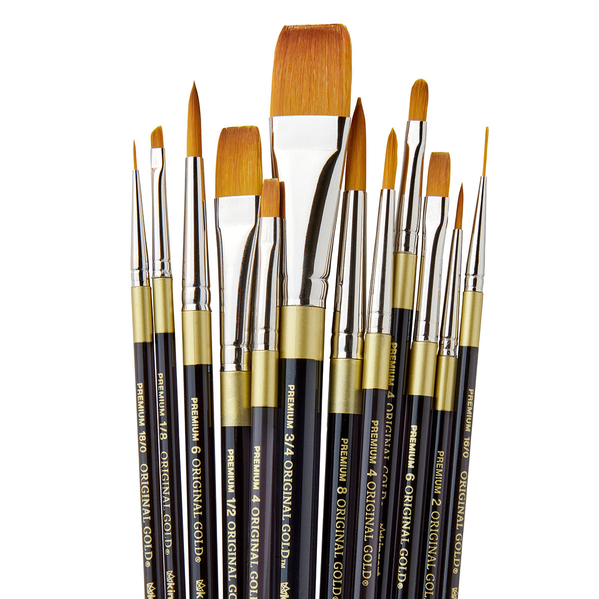 Original Gold® Golden Taklon Acrylic Handle Brush Set 12 pc