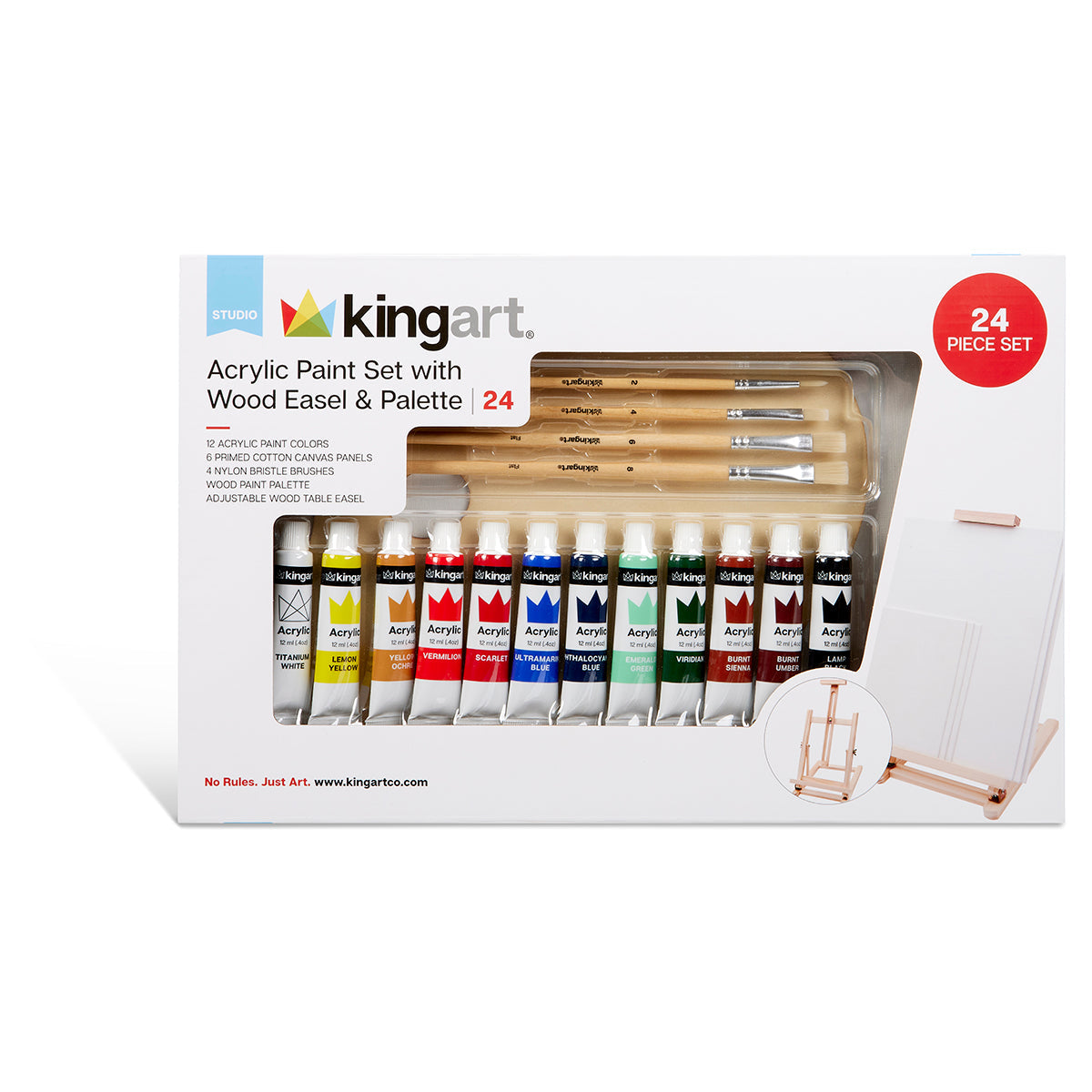 Acrylic Painting Set with Table Easel, 24 pc