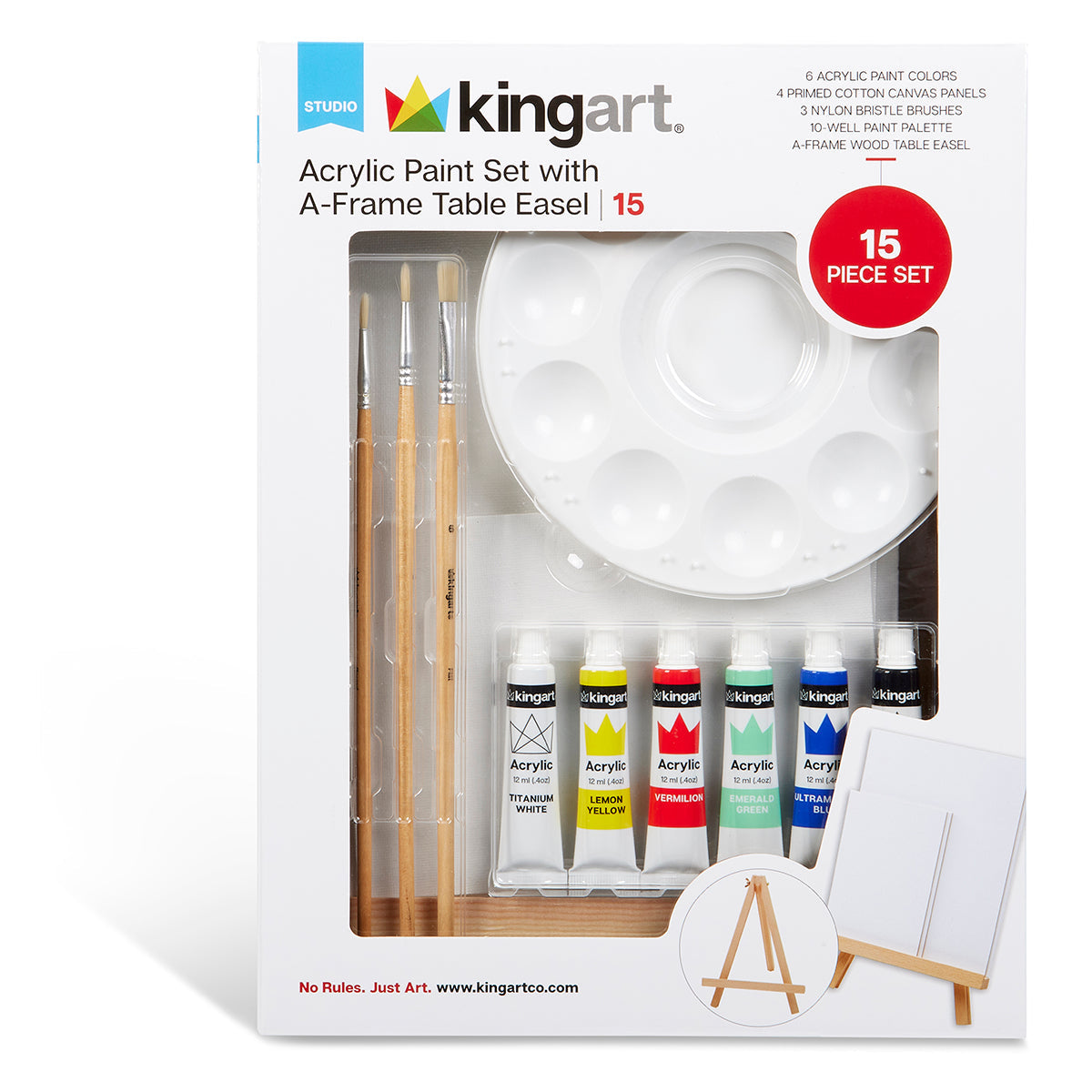 Acrylic Paint Easel Art Set - 15 pc