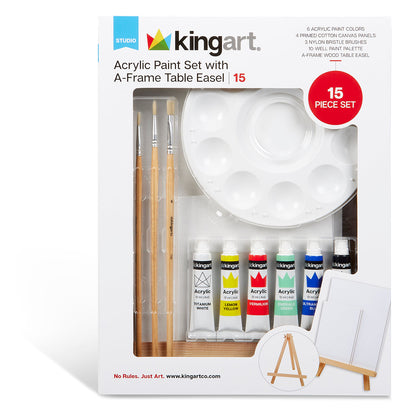 Acrylic Paint Easel Art Set - 15 pc