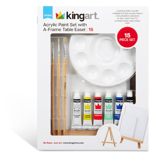 Acrylic Paint Easel Art Set - 15 pc
