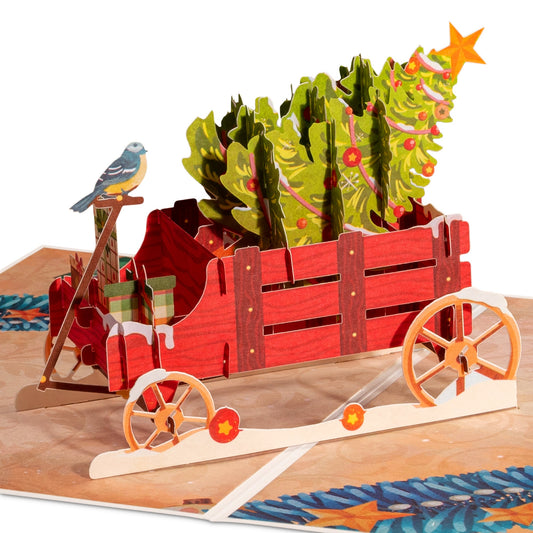 Christmas Tree Wagon Pop Up Christmas Card