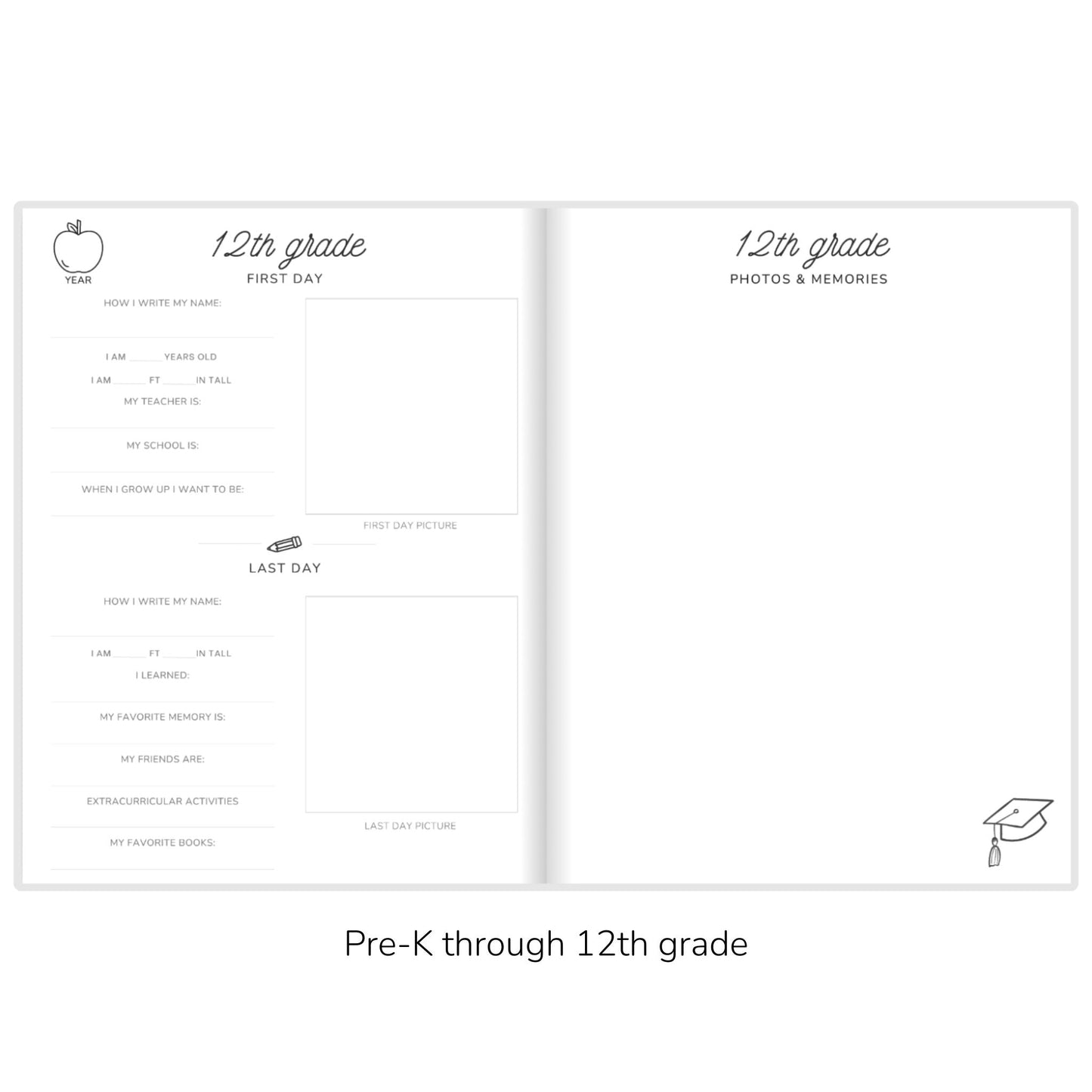 Timeless Gray Plaid School Memory Journal