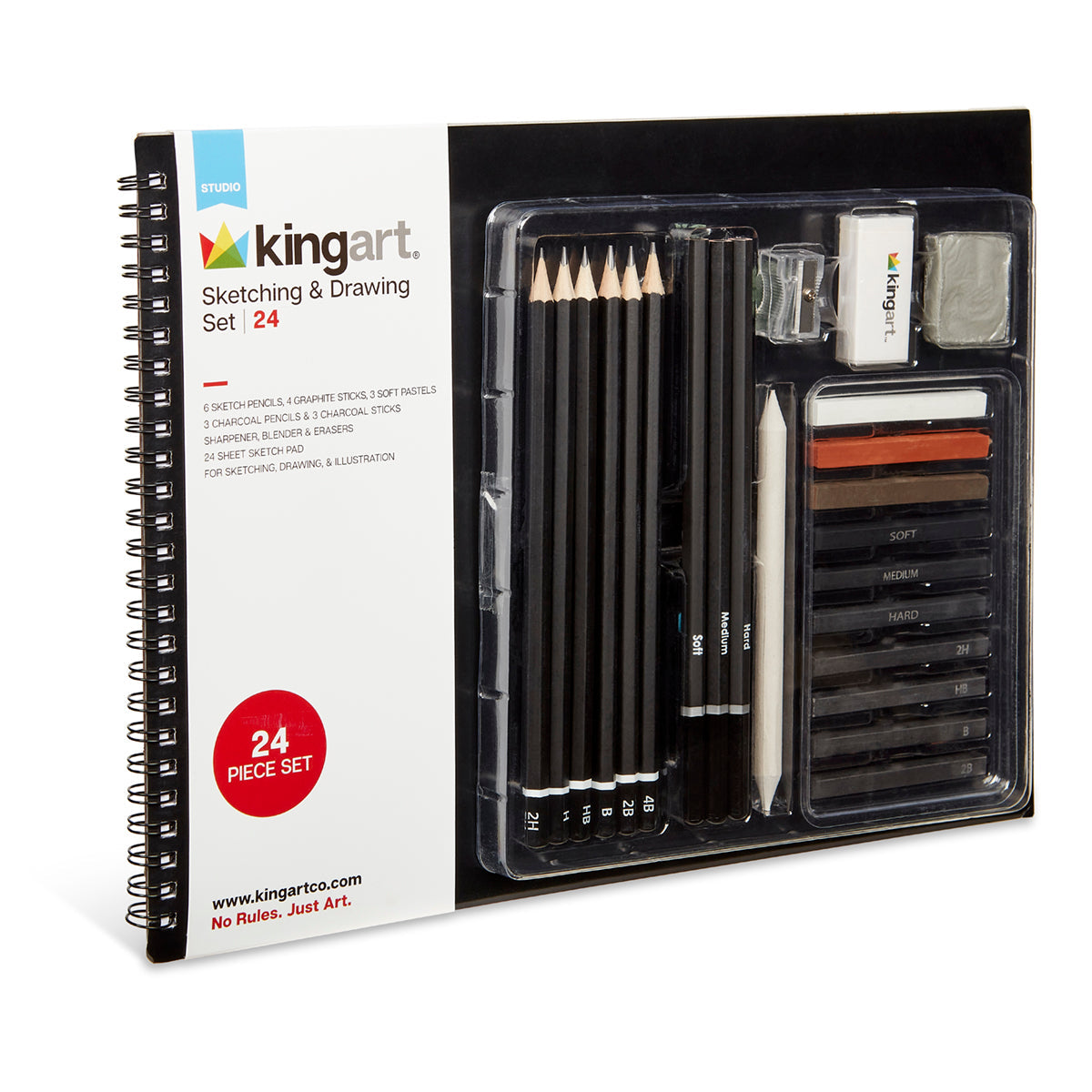 Sketching & Drawing Combo, Hardcover Book & 24 pc Pencil Set