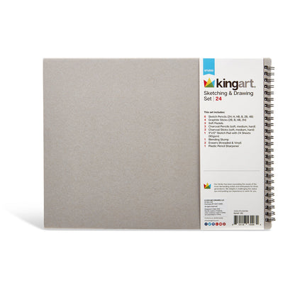 Sketching & Drawing Combo, Hardcover Book & 24 pc Pencil Set