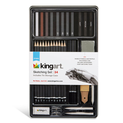 Sketching Set in Tin Case 34 pc