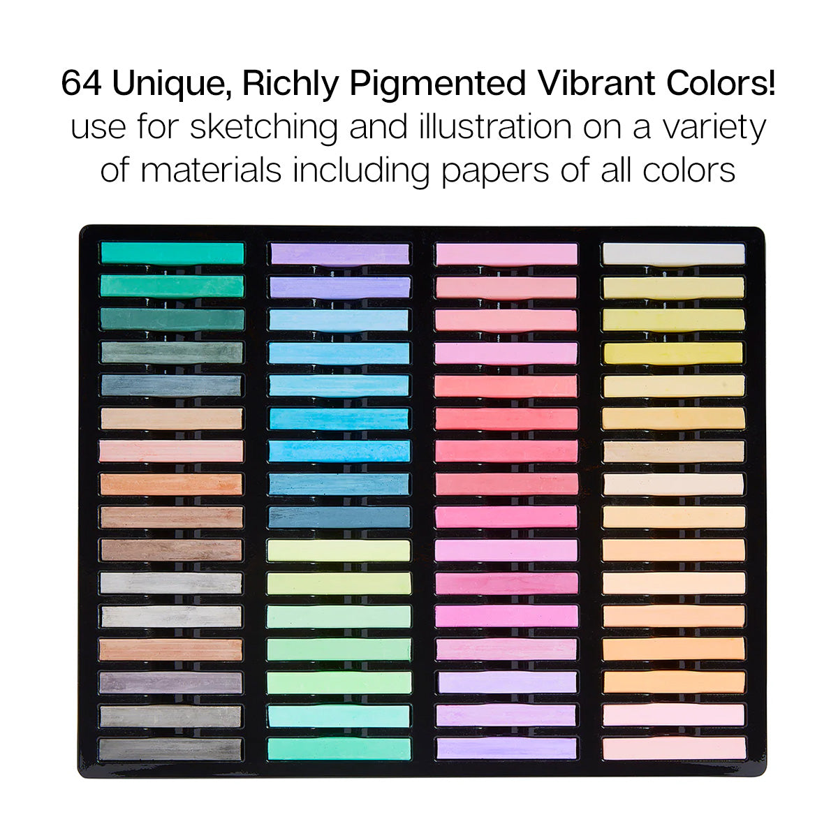 Square Chalk Pastels - 64 Colors